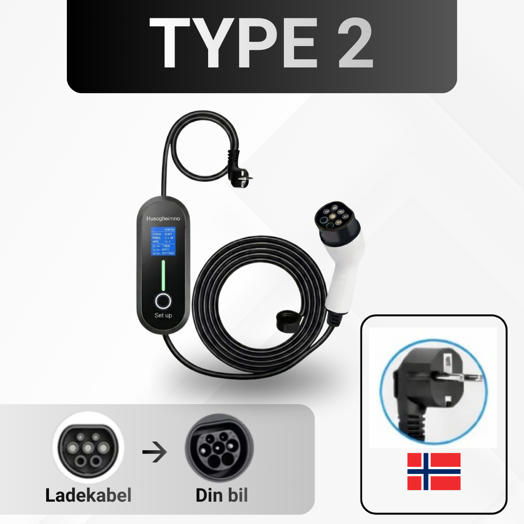 Bærbart opladningskabel type-2
