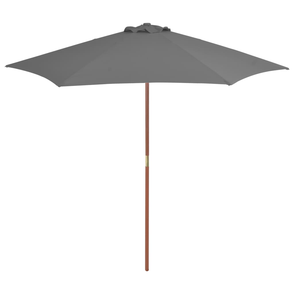Parasoll med trestang 270 cm antrasitt