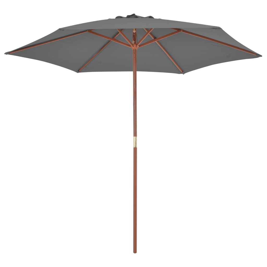 Parasoll med trestang 270 cm antrasitt
