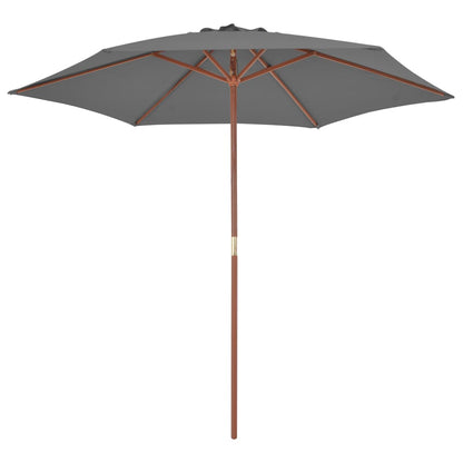 Parasoll med trestang 270 cm antrasitt