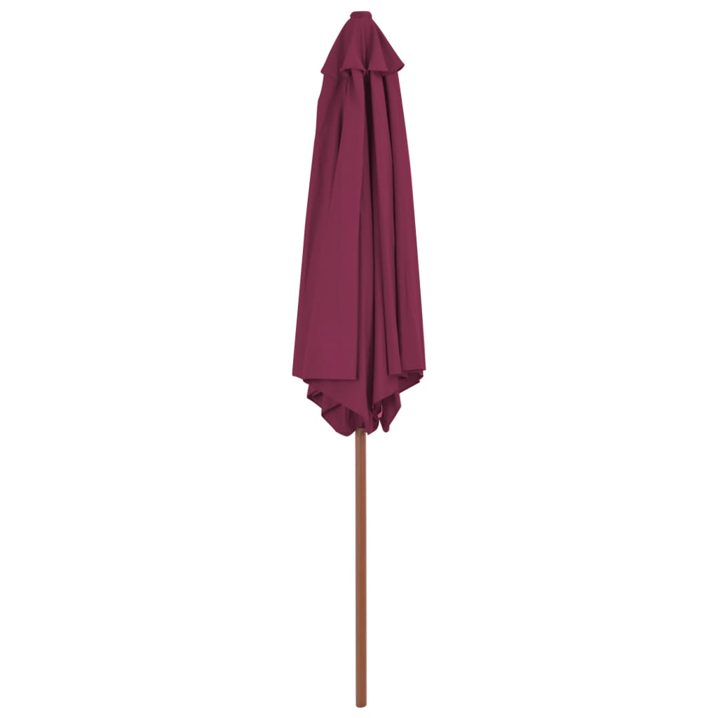 Parasoll med trestang 270 cm vinrød