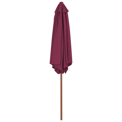 Parasoll med trestang 270 cm vinrød