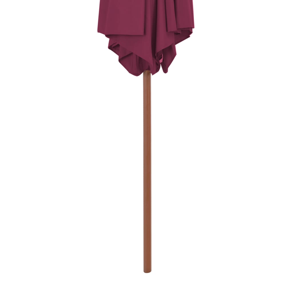 Parasoll med trestang 270 cm vinrød