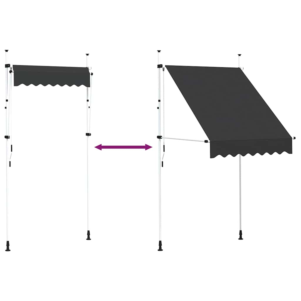 Manuell uttrekkbar markise 150 cm antrasitt