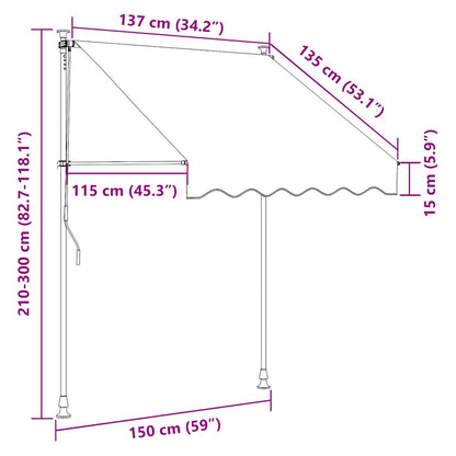 Manuell uttrekkbar markise 150 cm antrasitt