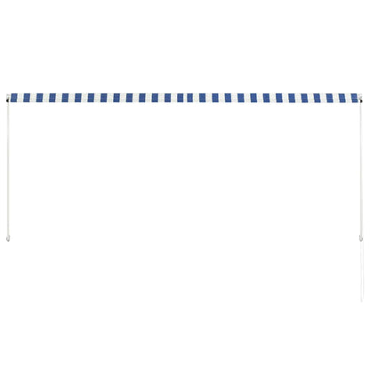 Uttrekkbar markise 300x150 cm blå og hvit