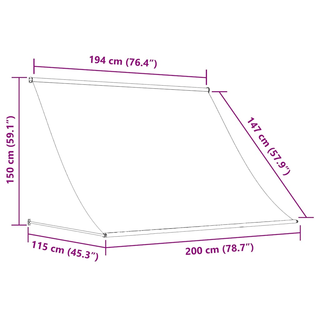 Uttrekkbar markise 200x150 cm kremhvit