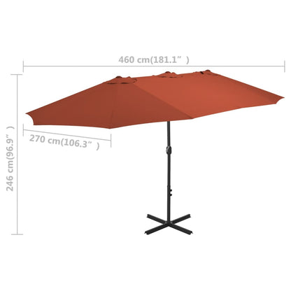 Parasoll med aluminiumsstang 460x270 cm terrakotta