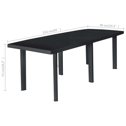 Hagebord antrasitt 216x90x72 cm plast