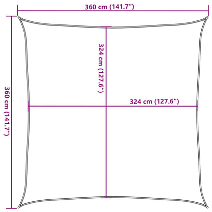 Solseil HDPE Kvadrat 3,6x3,6 m Beige
