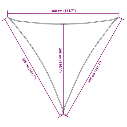 Solseil oxfordstoff trekantet 3,6x3,6x3,6 m kremhvit