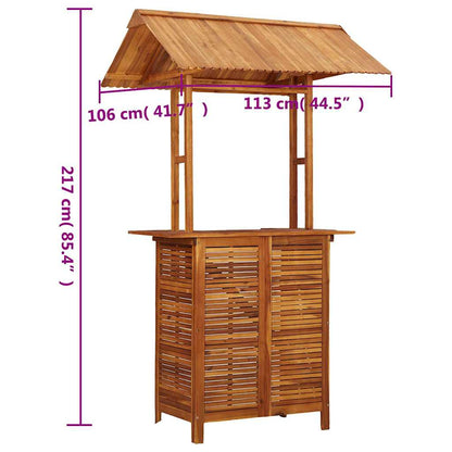 Utendørs barbord med tak 113x106x217 cm heltre akasie