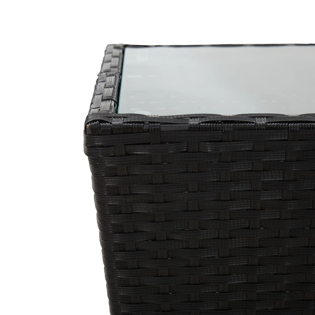 Tebord svart 41,5x41,5x43 cm polyrotting og herdet glass