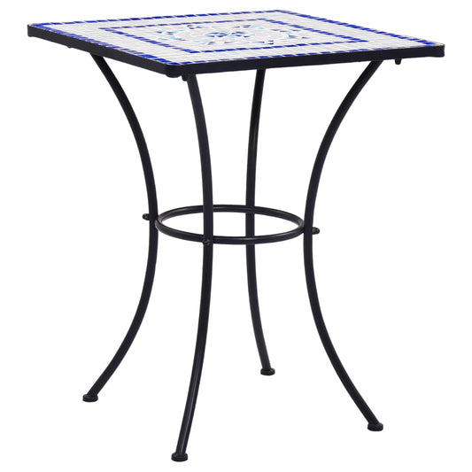 Mosaikkbistrobord blå og hvit 60 cm keramikk