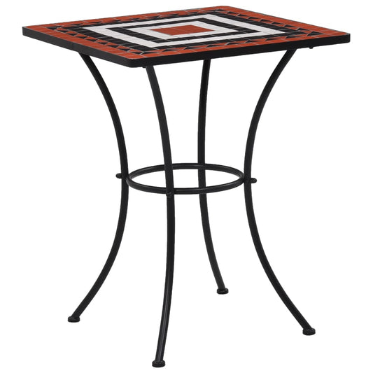 Mosaikkbistrobord terrakotta og hvit 60 cm keramikk