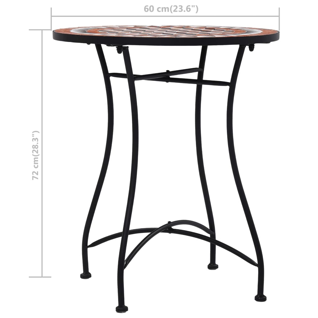 Mosaikkbistrobord brun 60 cm keramikk