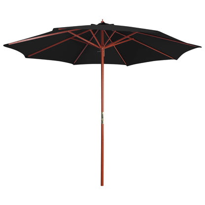 Parasoll med trestang 300x258 cm svart