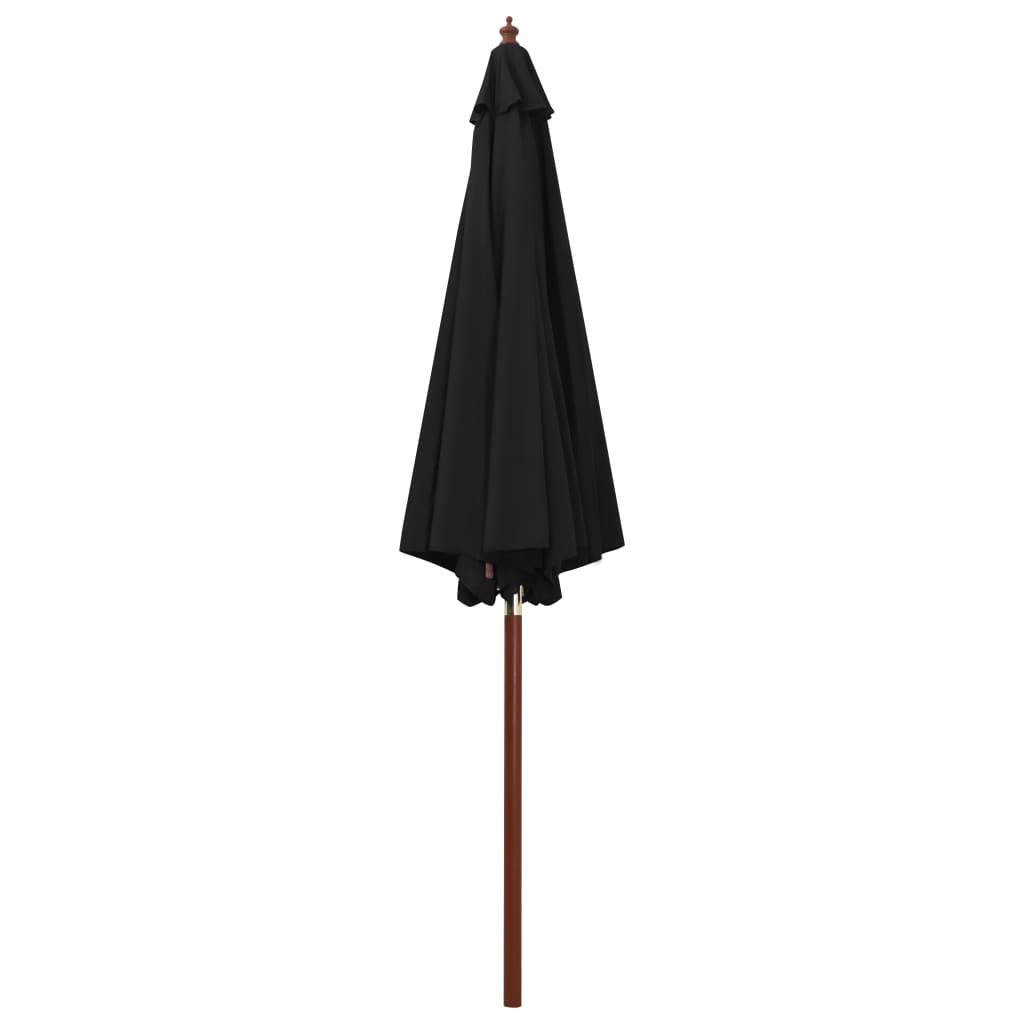 Parasoll med trestang 300x258 cm svart