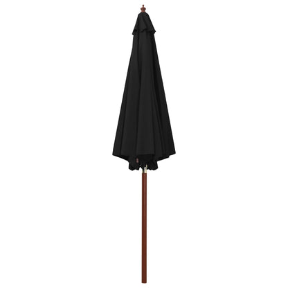 Parasoll med trestang 300x258 cm svart