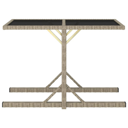 Hagebord beige 110x53x72 cm glass og polyrotting