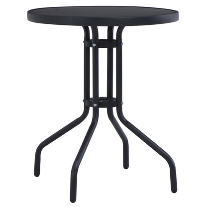 Hagebord svart 80 cm stål og glass