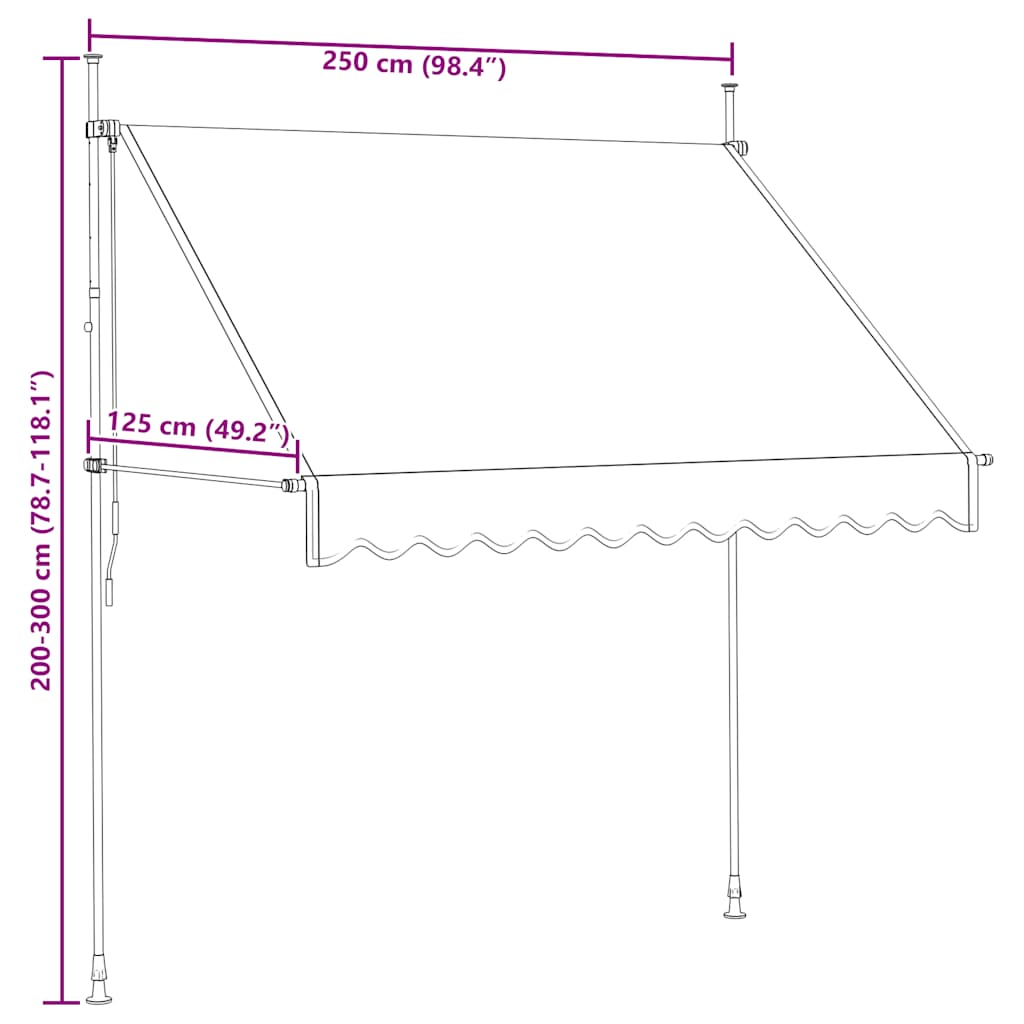 Manuell uttrekkbar markise 250 cm oransje og brun