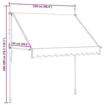 Manuell uttrekkbar markise 250 cm oransje og brun