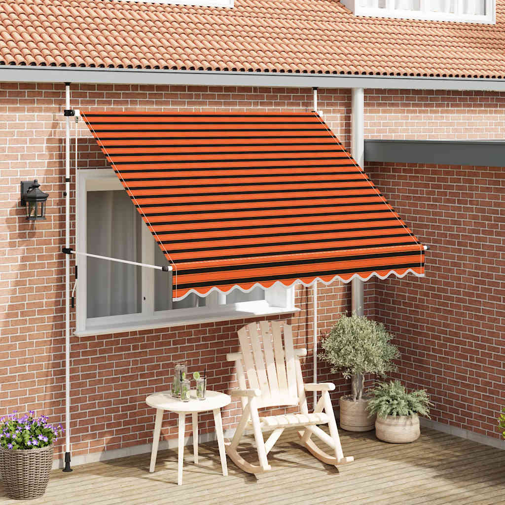 Manuell uttrekkbar markise 250 cm oransje og brun