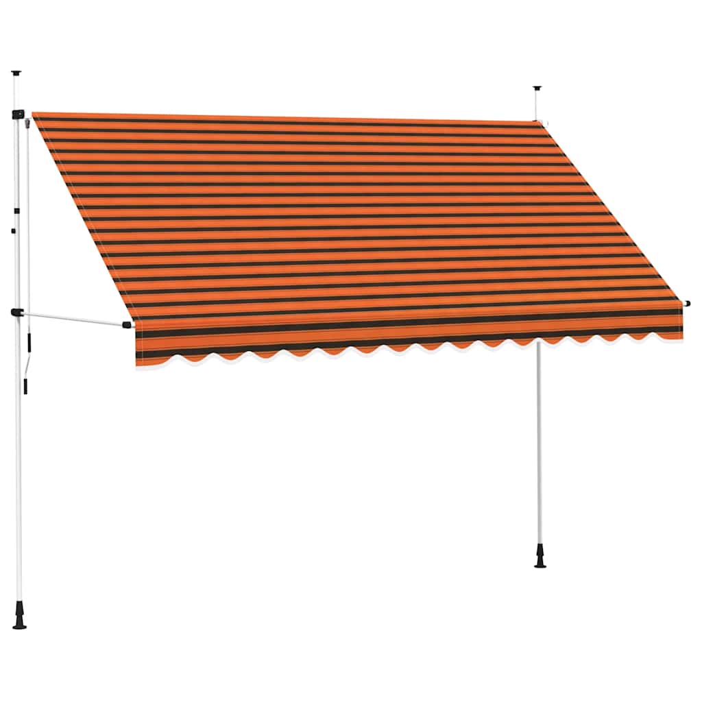 Manuell uttrekkbar markise 350 cm oransje og brun