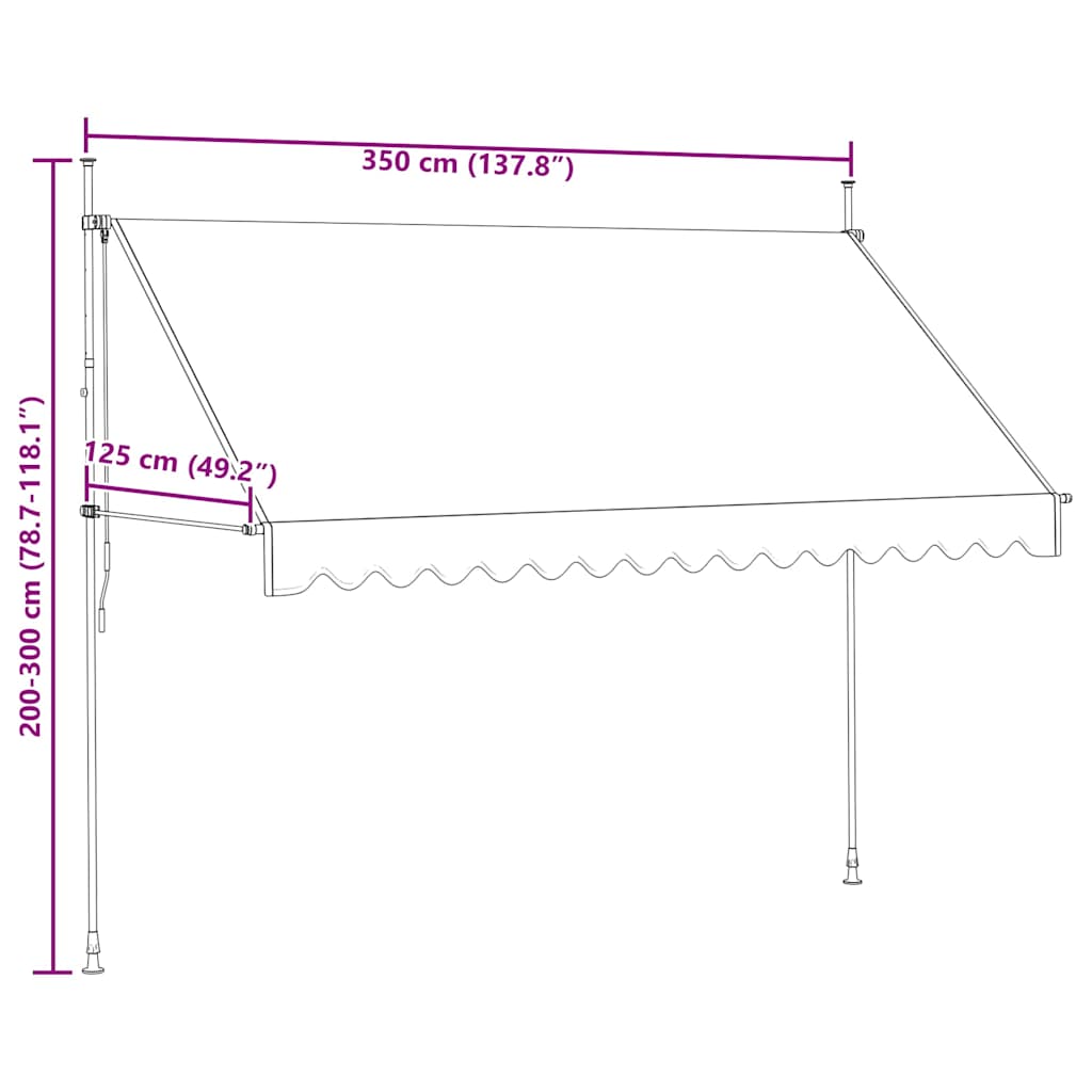 Manuell uttrekkbar markise 350 cm oransje og brun