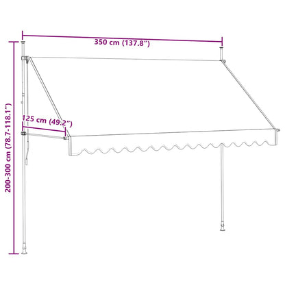Manuell uttrekkbar markise 350 cm oransje og brun