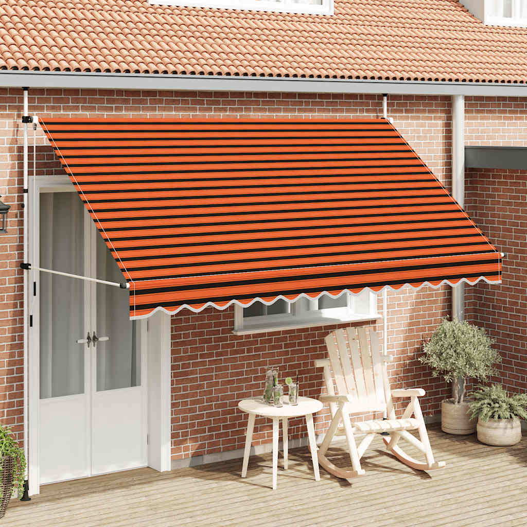 Manuell uttrekkbar markise 350 cm oransje og brun
