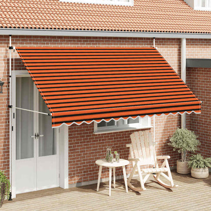 Manuell uttrekkbar markise 350 cm oransje og brun