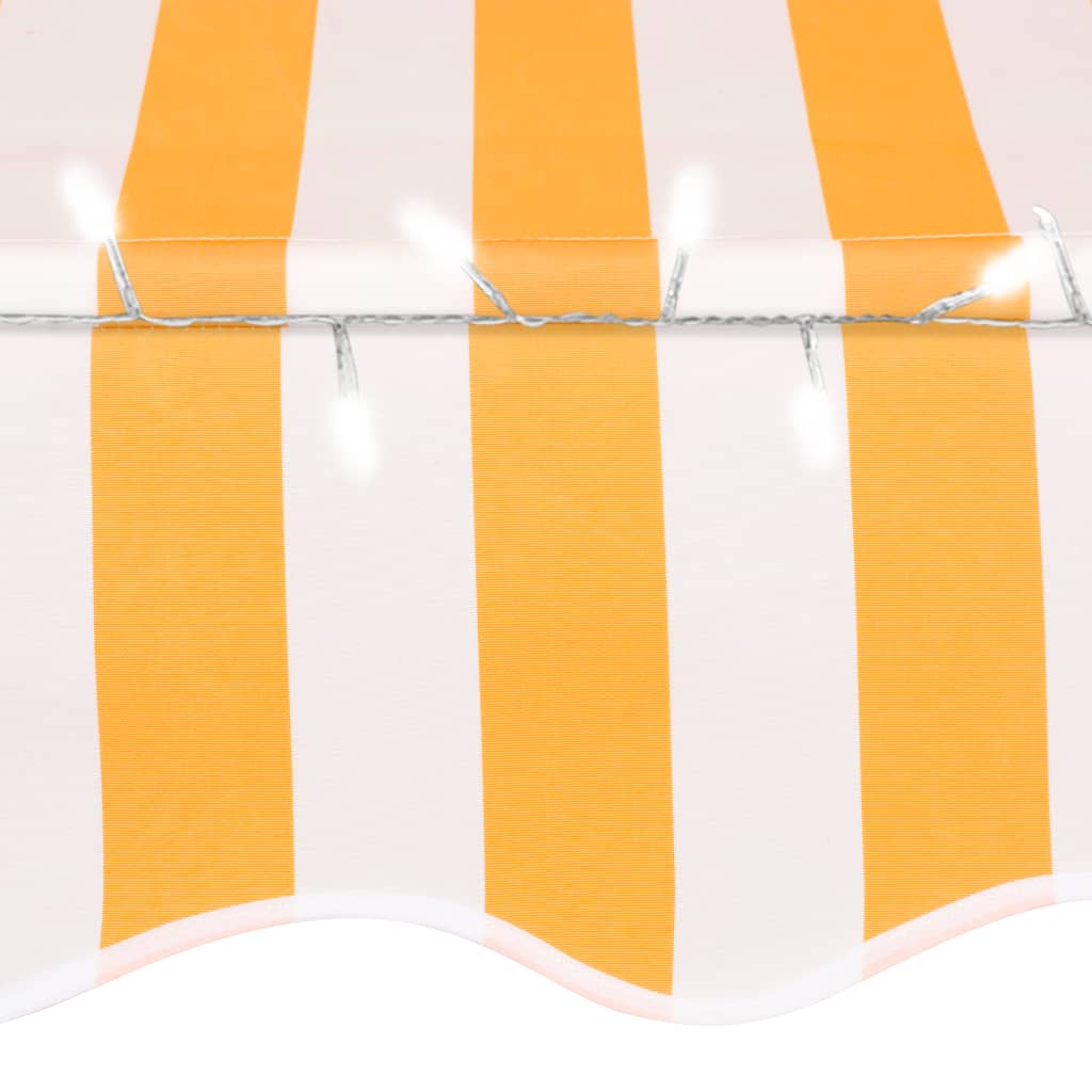 Manuell uttrekkbar markise med LED 100 cm hvit og oransje