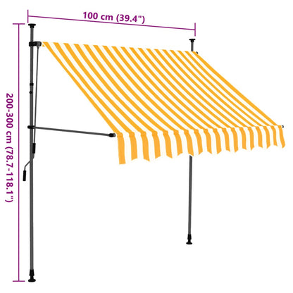 Manuell uttrekkbar markise med LED 100 cm hvit og oransje