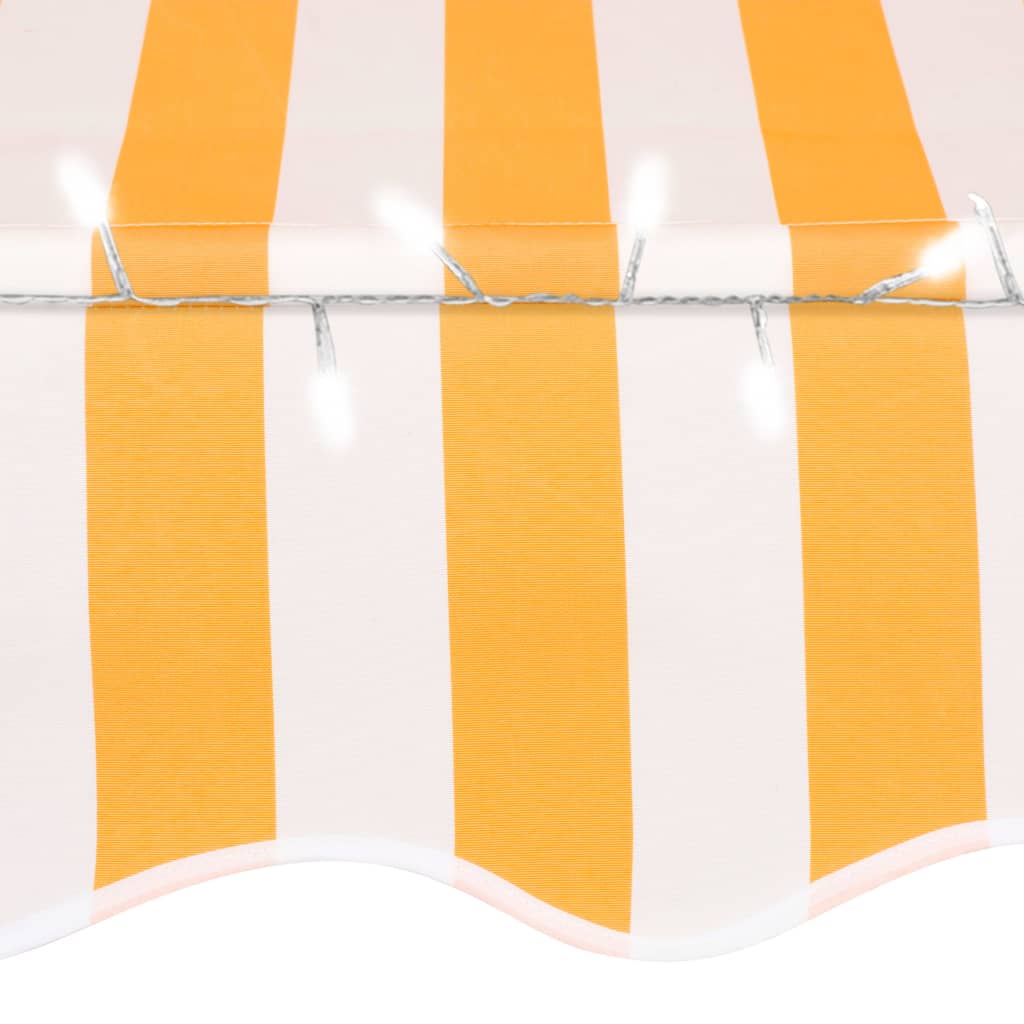 Manuell uttrekkbar markise med LED 350 cm hvit og oransje