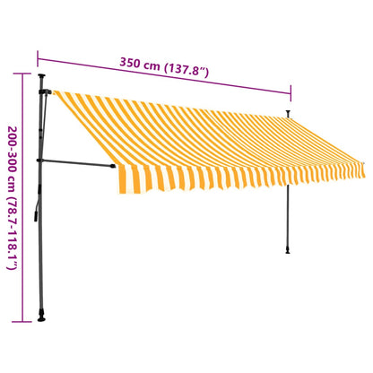 Manuell uttrekkbar markise med LED 350 cm hvit og oransje