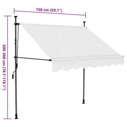 Manuell uttrekkbar markise med LED 150 cm kremhvit