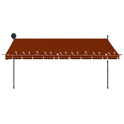 Manuell uttrekkbar markise med LED 400 cm oransje og brun