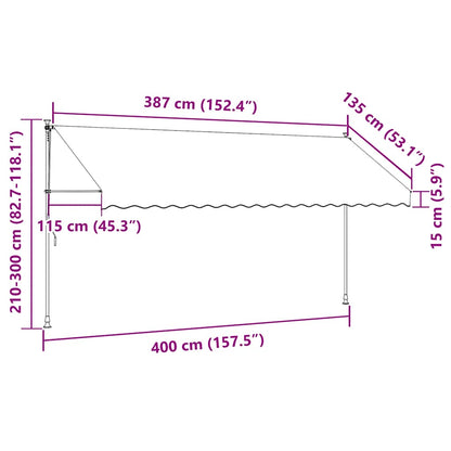 Manuell uttrekkbar markise med LED 400 cm oransje og brun
