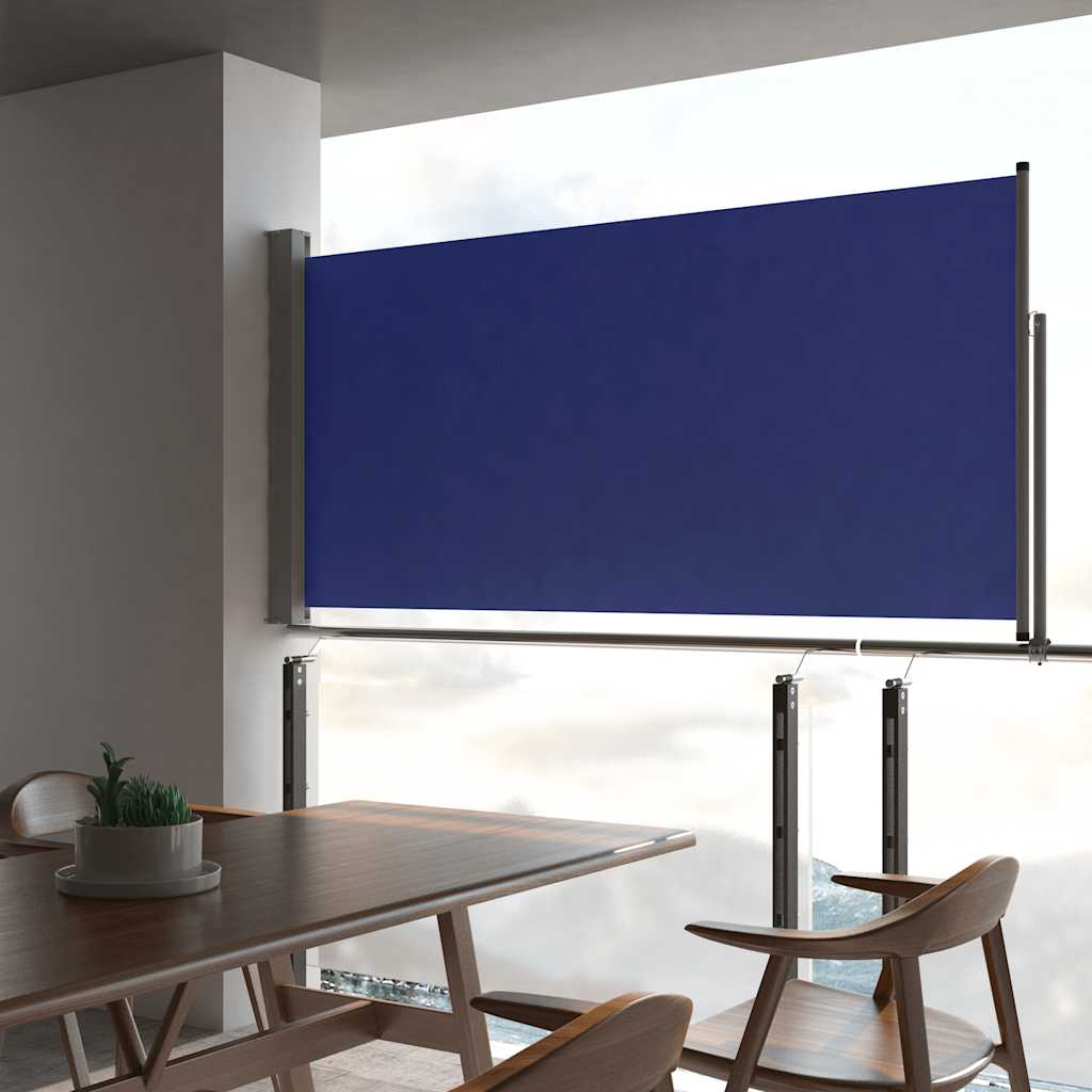 Uttrekkbar sidemarkise 120x300 cm blå