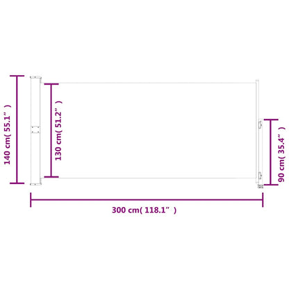 Uttrekkbar sidemarkise 140 x 300 cm rød