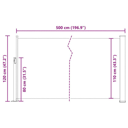 Uttrekkbar sidemarkise 120x500 cm grå