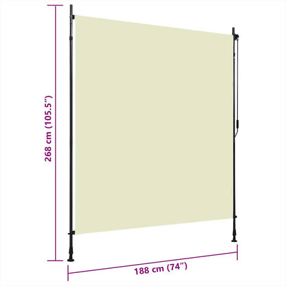 Utendørs rullegardin 200x270 cm kremhvit