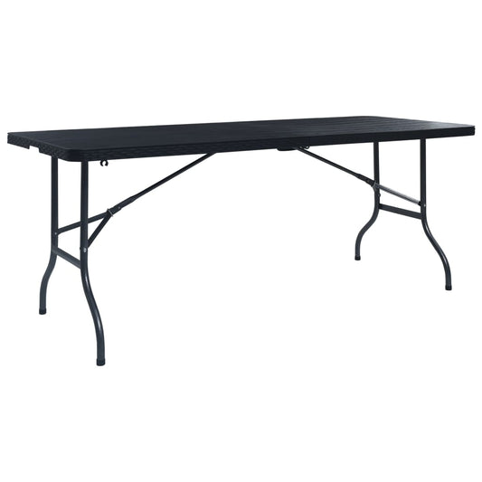 Sammenleggbart hagebord svart 180x75x72 cm HDPE imitert rotting