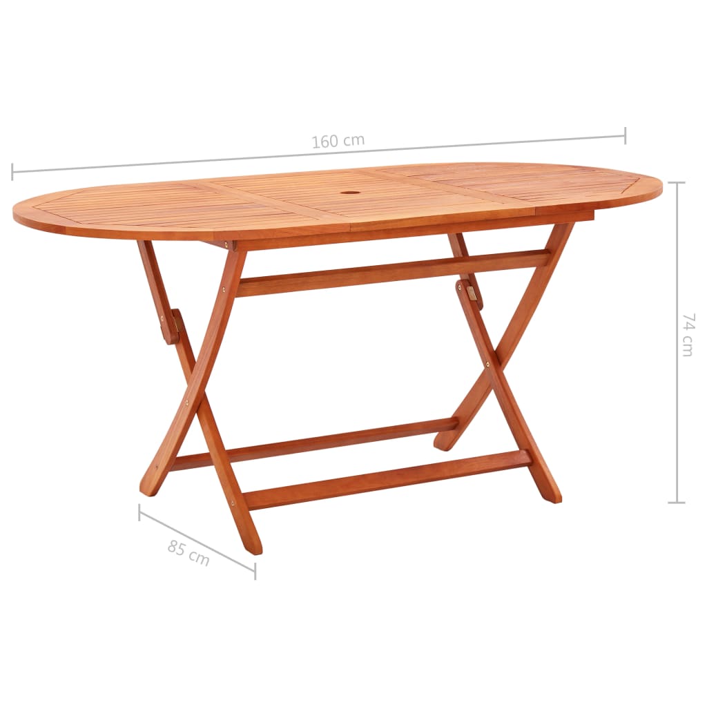 Sammenleggbart hagebord 160x85x74 cm heltre eukalyptus