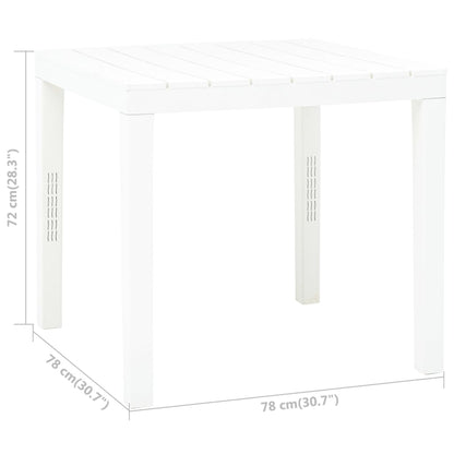 Hagebord hvit 78x78x72 cm plast