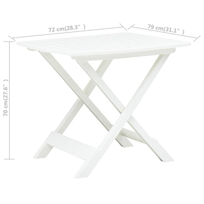Sammenleggbart hagebord hvit 79x72x70 cm plast