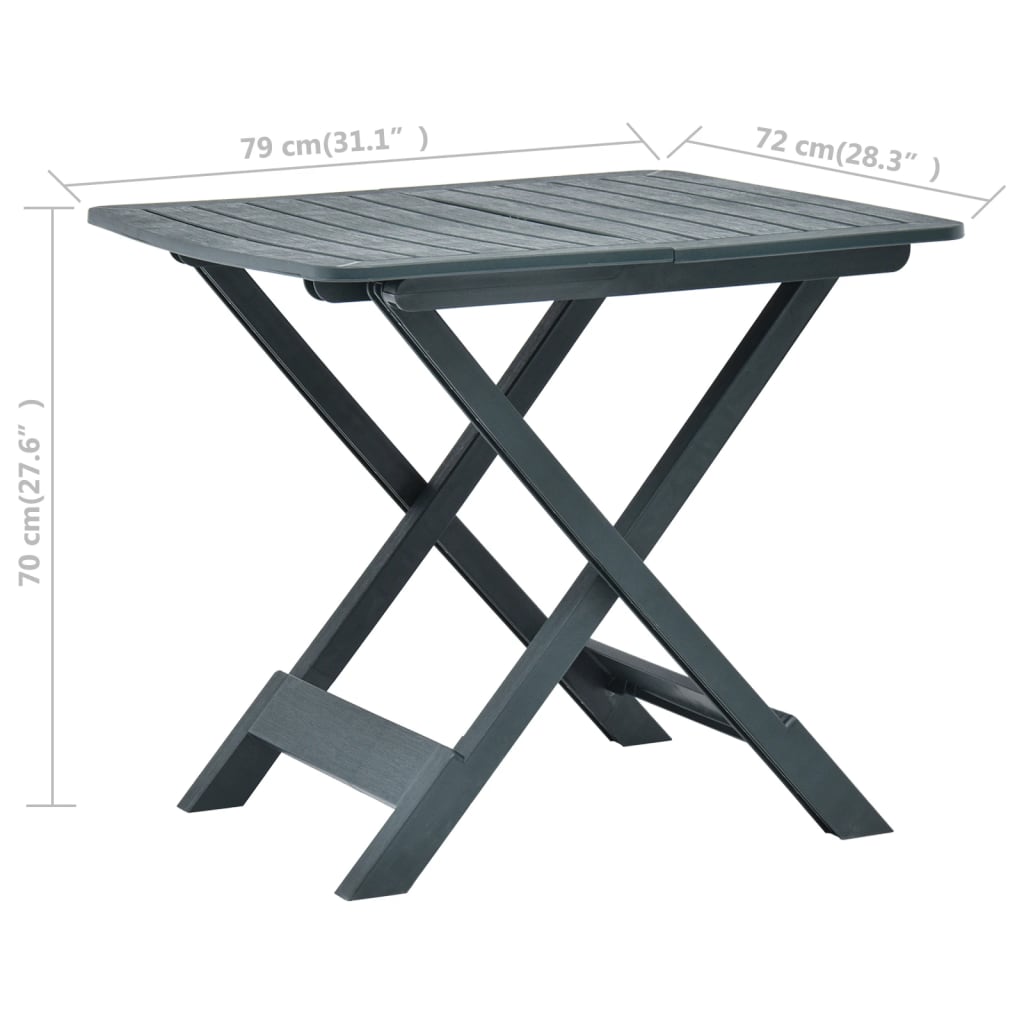 Sammenleggbart hagebord grønn 79x72x70 cm plast
