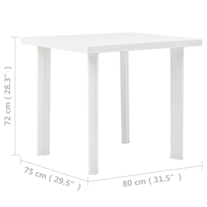 Hagebord hvit 80x75x72 cm plast